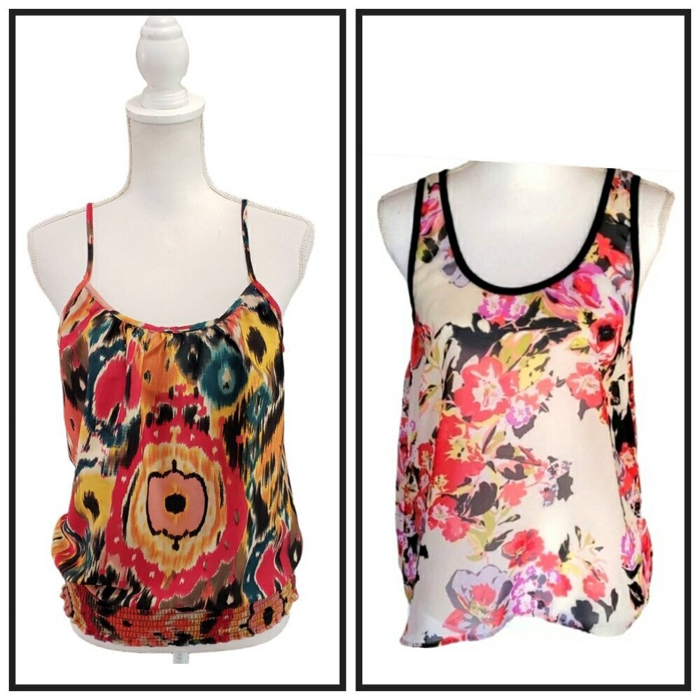 Y2K Wet Seal Women’s Camisole Lot of 2 Floral & Abstract Print Size L